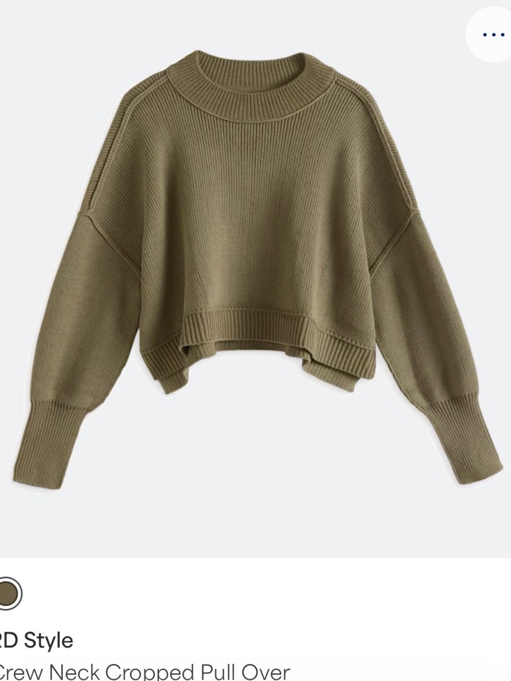 Olive Crew Neck Cropped Sweater